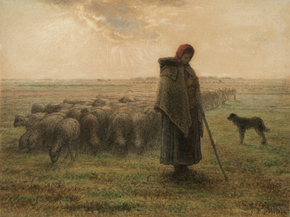 Jean-Francois Millet - Shepherdess and Her Flock | Жан-Франсуа Милле