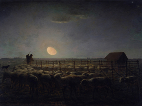 Jean-Francois Millet - The Sheepfold, Moonlight | Жан-Франсуа Милле