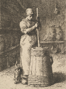 Jean-Francois Millet - Woman Churning Butter | Жан-Франсуа Милле