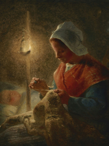 Jean-Francois Millet - Woman Sewing by Lamplight | Жан-Франсуа Милле