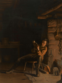Eastman Johnson - The Boyhood of Lincoln. An Evening in the Log Hut | Истмен Джонсон