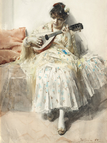 Anders Zorn | Андерс Цорн - Девушка играет на мандолине