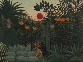 Henri Rousseau - Tropical Landscape American Indian Struggling with a Gorilla | Анри Руссо