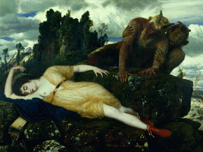 Arnold Bocklin - Sleeping Diana Watched by Two Fauns | Арнольд Бёклин