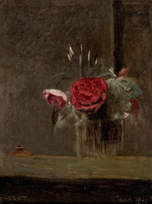 Camille Corot - Roses in a Glass | Камиль Коро