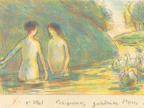 Camille Pissarro - Baigneuses, gardeuses d'oies | Камиль Писсарро