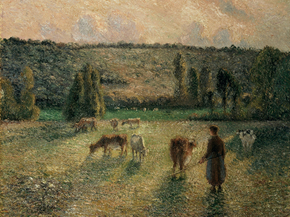 Camille Pissarro - Girl Tending Cows at Eragny | Камиль Писсарро