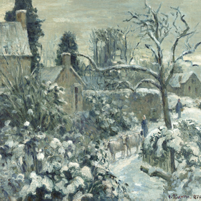 Camille Pissarro - Snowscape with Cows at Montfoucault | Камиль Писсарро
