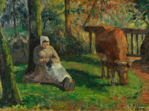 Camille Pissarro - Peasant Woman and Cow, Montfoucault | Камиль Писсарро
