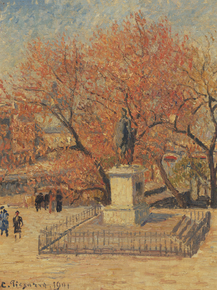 Camille Pissarro - Statue of Henry IV and Flowering Trees | Камиль Писсарро