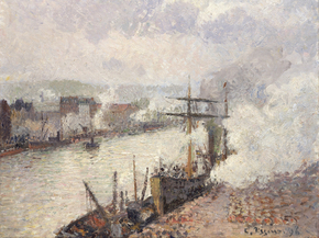 Camille Pissarro - Steamboats in the Port of Rouen | Камиль Писсарро