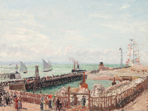 Camille Pissarro - The Jetty at Le Havre, High Tide, Morning Sun | Камиль Писсарро