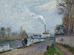 Camille Pissarro - The Oise near Pontoise in Grey Weather | Камиль Писсарро