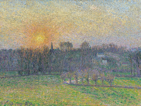 Camille Pissarro - View of Bazincourt, Sunset | Камиль Писсарро