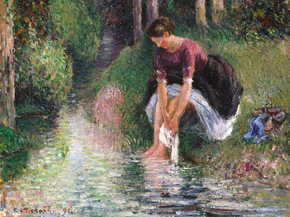Camille Pissarro - Woman Washing Her Feet in a Brook | Камиль Писсарро