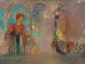 Odilon Redon - Woman in a gothic arcade woman with flowers | Одилон Редон Odilon Redon - Woman in a gothic arcade woman with flowers | Одилон Редон