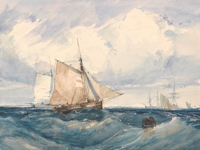 Richard Parkes Bonington - A Cutter and Other Shipping in a Breeze | Ричард Паркс Бонингтон