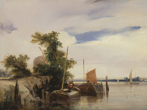 Richard Parkes Bonington - Barges on a River | Ричард Паркс Бонингтон