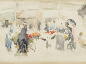 James Whistler - Flower Market Dieppe | Джеймс Уистлер
