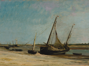 Charles-Francois Daubigny - Boats on the Seacoast at etaples | Шарль-Франсуа Добиньи