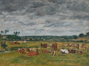 Eugene-Louis Boudin - Landscape with Cows | Эжен Буден