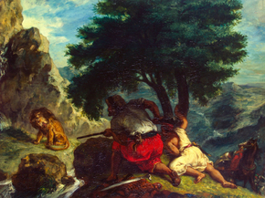 Eugene Delacroix - Lion Hunt in Morocco | Эжен Делакруа