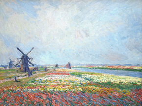 Monet Claude | Клод Моне - Поля цветов и ветряных мельниц, 1886