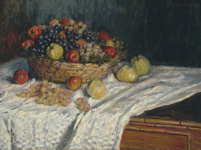 Monet Claude | Клод Моне - Фруктовая корзина с яблоками и виноградом, 1879