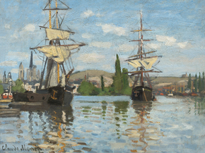 Monet Claude | Клод Моне - Корабли, плавающие по Сене в Руан, 1872