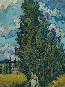 Van Gogh | Ван Гог - Кипарисы и две женщины, 1890