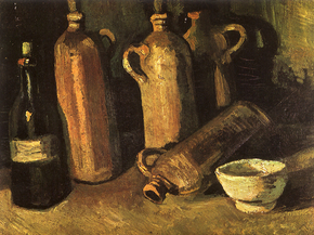 Van Gogh | Ван Гог - Натюрморт с четырьмя каменными бутылями, 1884