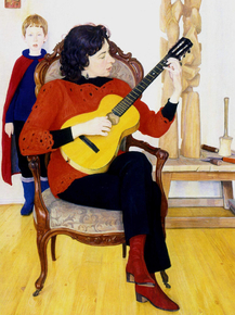 Жилинский Дмитрий Дмитриевич - Portrait of Pavlova with guitar