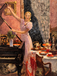 Самохвалов Александр Николаевич - Девушка в интерьере, 1940