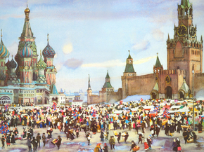 Юон Константин Федорович - Palm Sunday Bazaar on Red Square
