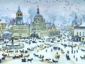 Юон Константин Федорович - Лубянская площадь зимой, 1905
