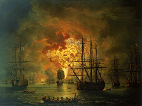 Jakob Hackert | Хаккерт Якоб - The Destruction of the Turkish Fleet at the Bay of Chesma, 1772
