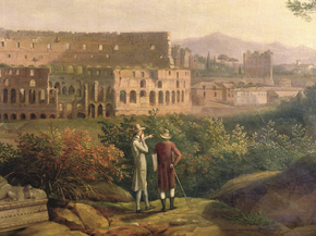 Jakob Hackert | Хаккерт Якоб - Johann Wolfgang von Goethe visiting the Colosseum in Rome, 1790