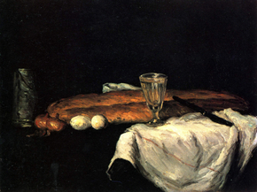 Cezanne Paul | Сезанн Поль - Натюрморт с хлебом и яйцами