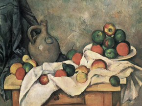 Cezanne Paul | Сезанн Поль - Натюрморт с драпировкой, кувшином и вазой для фруктов