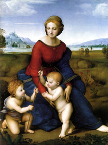 Raffaello Santi | Рафаэль Санти - Мадонна в зелени. Мария с младенцем и Иоанном Крестителем