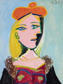 Pablo Picasso | Пабло Пикассо - Женщина в оранжевом берете и меховом воротнике