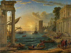 Claude Lorrain | Лоррен Клод - Морской порт с причалившей Королевой Шеба