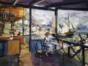Korovin Konstantin | Коровин Константин - Кафе в Гурзуфе, 1914