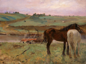 Edgar Degas | Дега Эдгар - Лошади на лугу