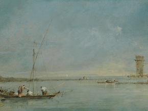 Francesco Guardi | Гварди Франческо - Вид на венецианскую лагуну и башню Мальгера