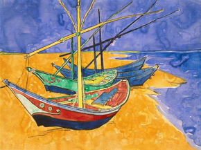 Van Gogh | Ван Гог - Рыбацкие лодки на пляже