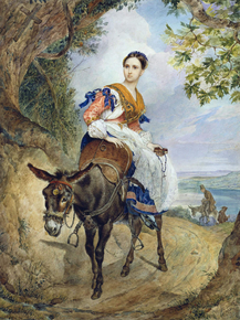 Karl Bryullov | Брюллов Карл - Портрет графини О.П.Ферзен на ослике Karl Bryullov | Брюллов Карл - Портрет графини О.П.Ферзен на ослике