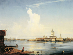 Боголюбов Алексей - Вид на Смольный монастырь с Большой Охты, 1851