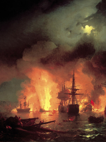 Aivazovsky Ivan | Айвазовский Иван - Чесменская битва Ночью