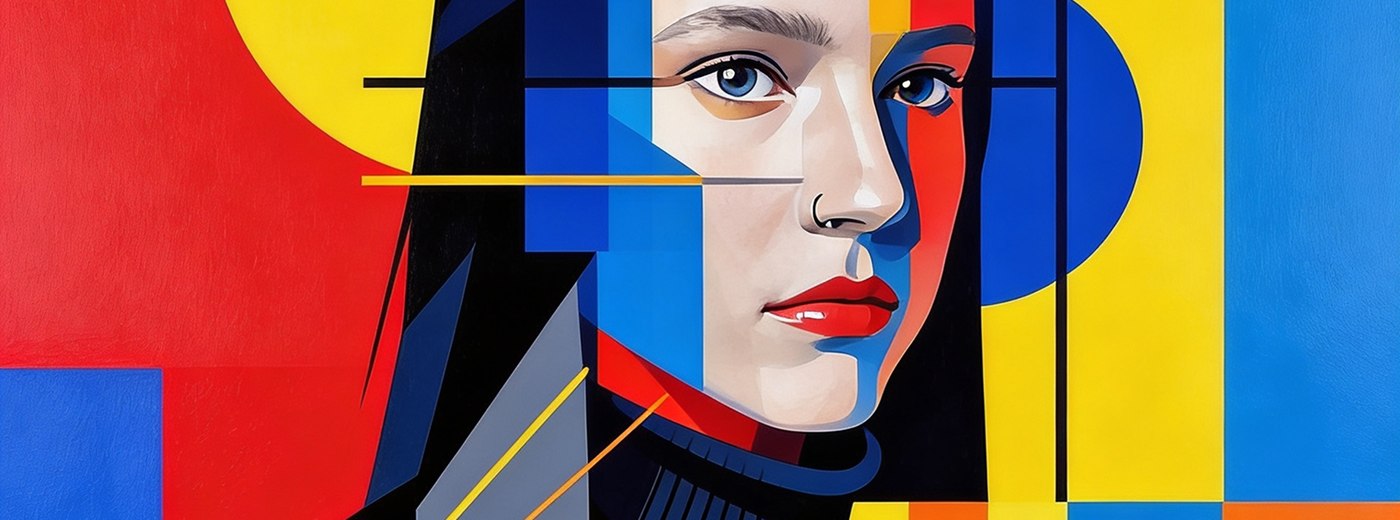Портрет в стиле супрематизм по фото: геометрические плоскости